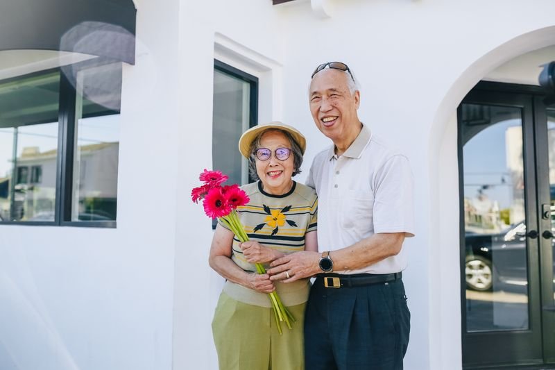 Senior couple feeling safe and protected while dating online over 50